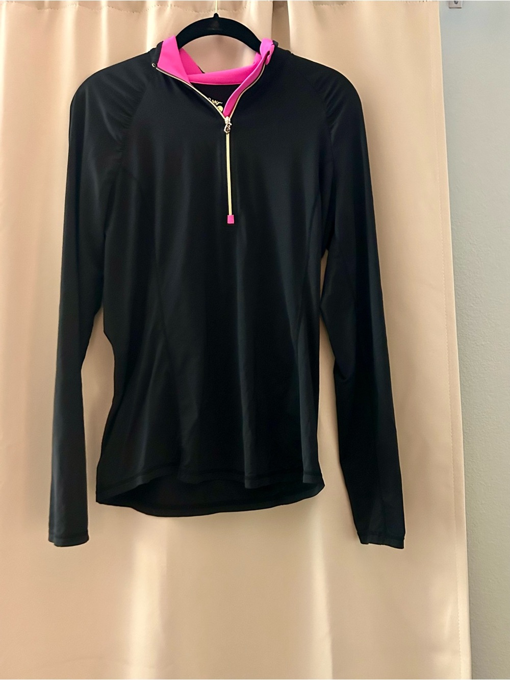 Women’s Lilly Black Half-Zip Performance Top with Pink Trim